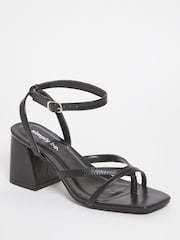 Simply Be Extra Wide Fit Tubular Assymetric Strappy Block Heel Black Sandals - Image 2 of 3