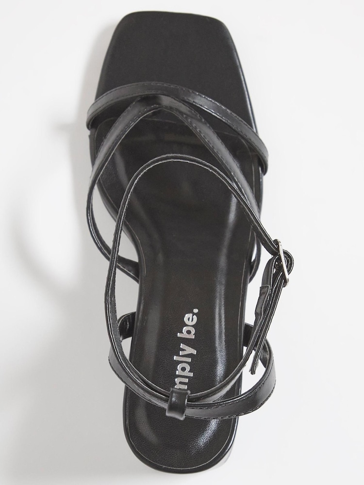 Simply Be Extra Wide Fit Tubular Assymetric Strappy Block Heel Black Sandals - Image 3 of 3