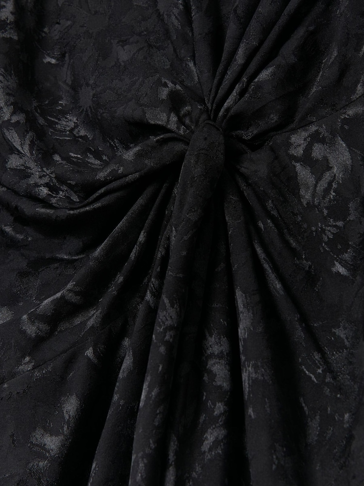 Another Sunday Jacquard Black Twist Midi Dress - Image 6 of 6