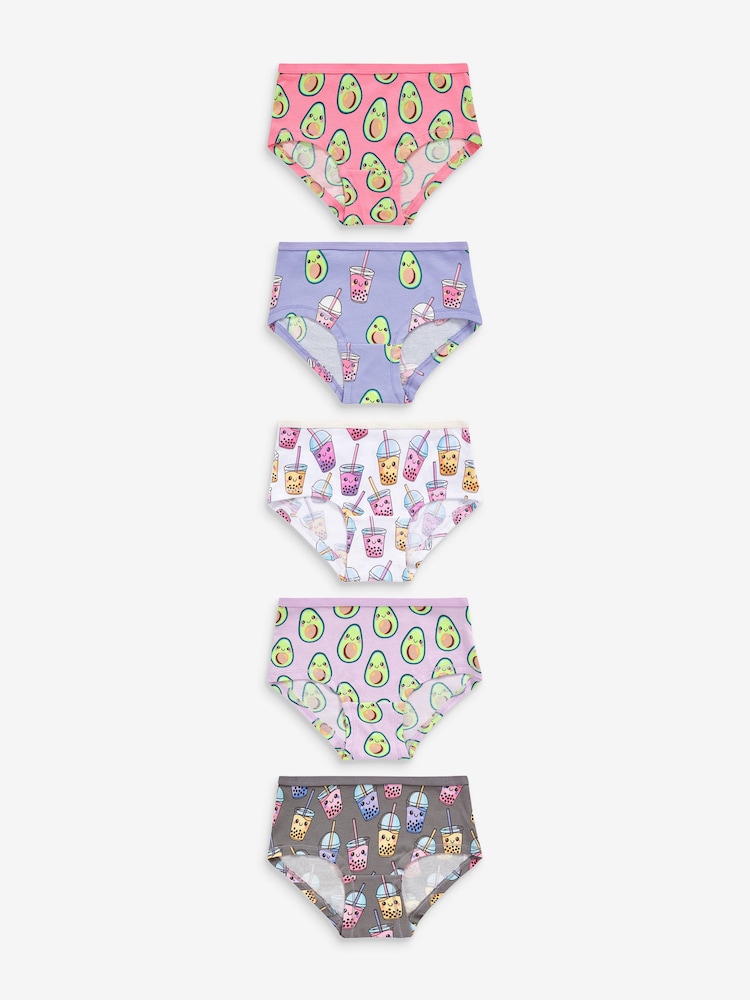 Pink/Grey Avocado Hipster Briefs 5 Pack (2-16yrs) - Image 1 of 8