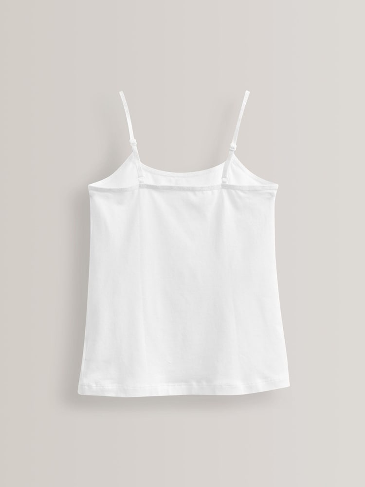 White 3 Pack Elastic Strappy Cami Vest (1.5-16yrs) - Image 2 of 2
