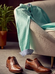 Dark Tan Brown Leather Oxford Wing Cap Brogue Shoes - Image 8 of 8