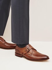 Jasnobrązowy - Leather Single Monk Shoes - Image 1 of 1