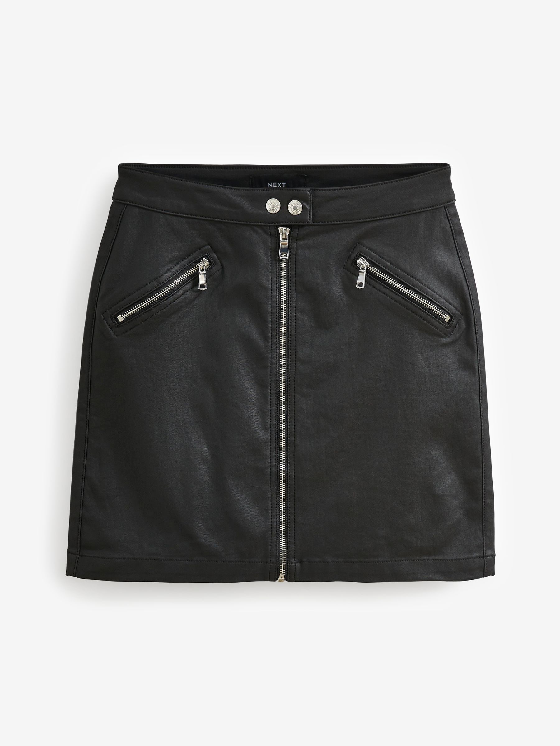 Acheter Noir Mini jupe zippee en jean enduit from Next Luxembourg