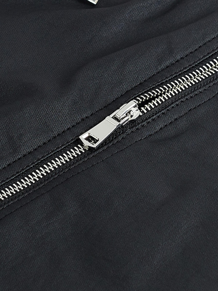Black Coated Denim Zip Mini Skirt - Image 5 of 5