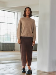 Brown Denim Maxi Skirt - Image 1 of 6