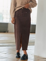 Brown Denim Maxi Skirt - Image 2 of 6