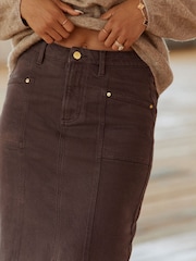 Brown Denim Maxi Skirt - Image 4 of 6