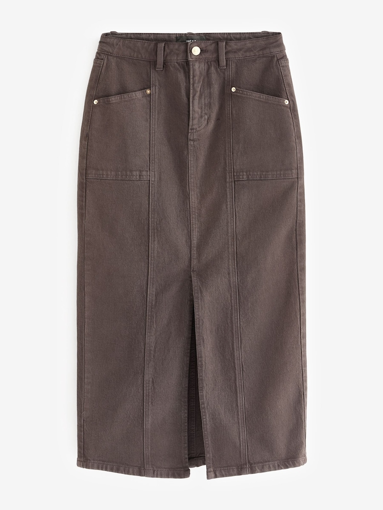 Brown Denim Maxi Skirt - Image 5 of 6