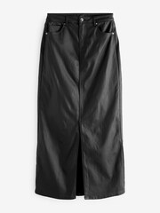 Black Coated Denim Maxi Skirt - Image 5 of 6