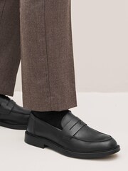 Black Leather Chunky Penny Loafers - Image 1 of 6