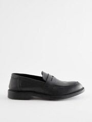 Black Leather Chunky Penny Loafers - Image 2 of 6