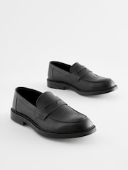 Black Leather Chunky Penny Loafers - Image 3 of 6