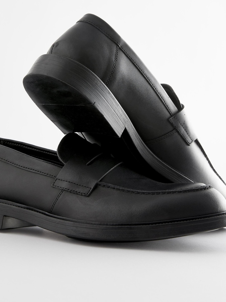 Black Leather Chunky Penny Loafers - Image 6 of 6