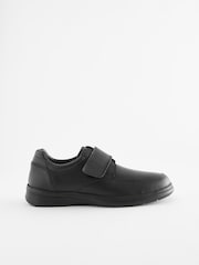 Black Wide Fit Leather Easy Fasten Shoes - Image 2 of 6