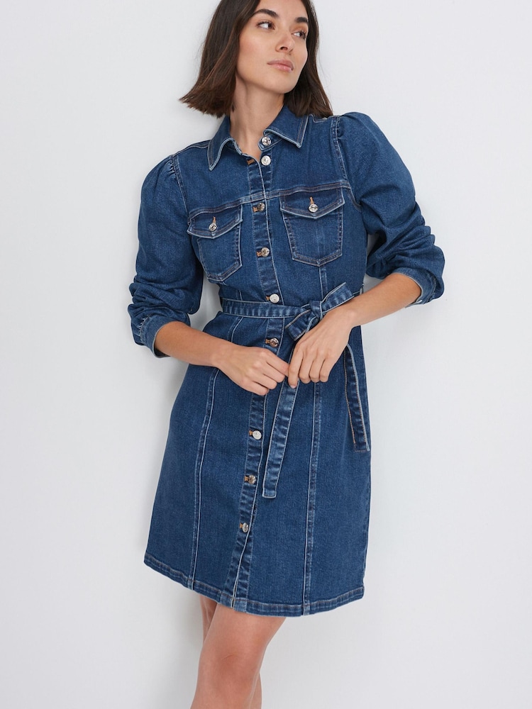 Mittelblau - Hemdkleid aus Denim - Bild 1 von 7 Mittelblau - Hemdkleid aus Denim - Bild 1 von 7