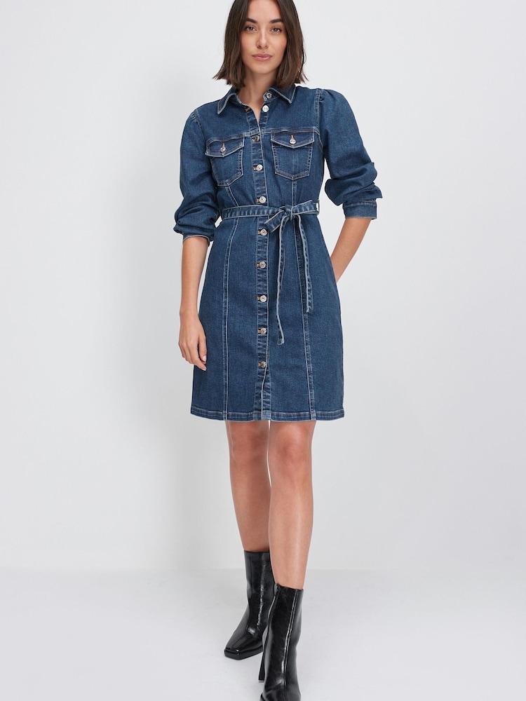 Mittelblau - Hemdkleid aus Denim - Bild 2 von 7 Mittelblau - Hemdkleid aus Denim - Bild 2 von 7