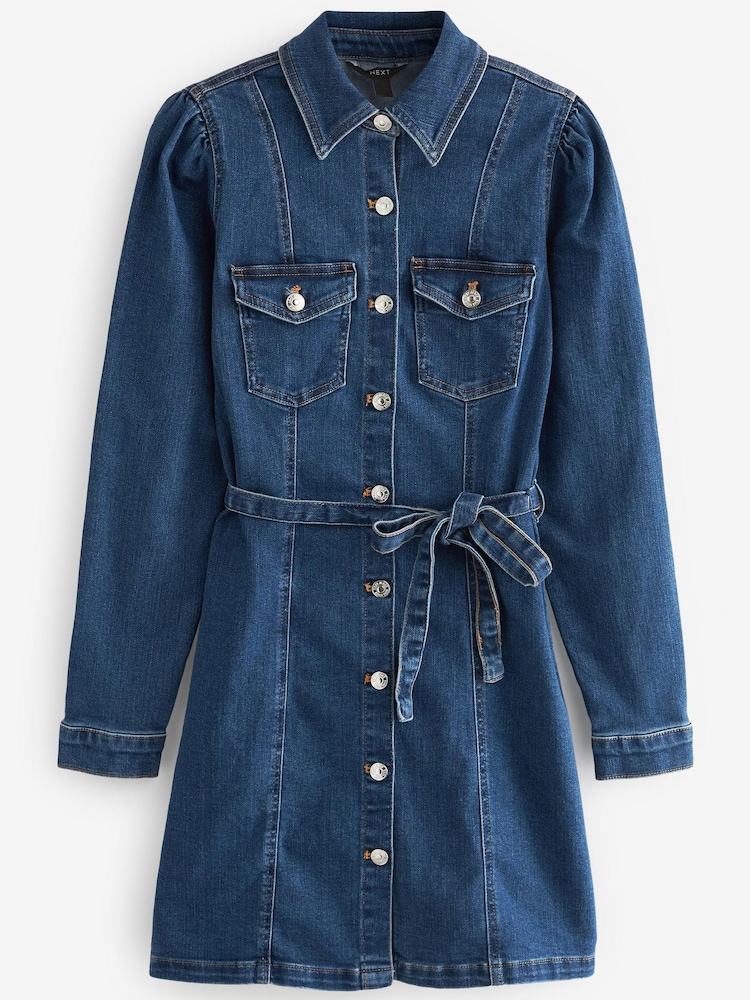 Mittelblau - Hemdkleid aus Denim - Bild 7 von 7 Mittelblau - Hemdkleid aus Denim - Bild 7 von 7