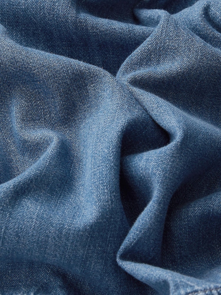Dark Blue Tiered Denim Midi Dress - Image 5 of 5