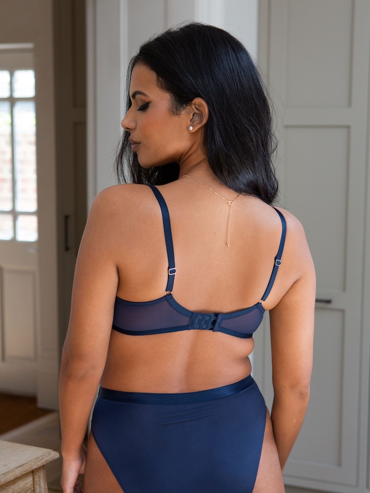 Pour Moi Blue Viva Luxe High Leg Knickers - Image 2 of 4 Pour Moi Blue Viva Luxe High Leg Knickers - Image 2 of 4
