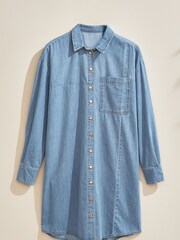 Own. Mid Blue Denim Shirt Dress - Image 10 of 15