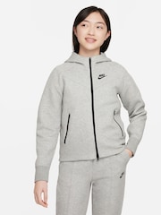 Темно-серый меланжевый - Флисовое худи на молнии Nike Tech - Image 1 of 7