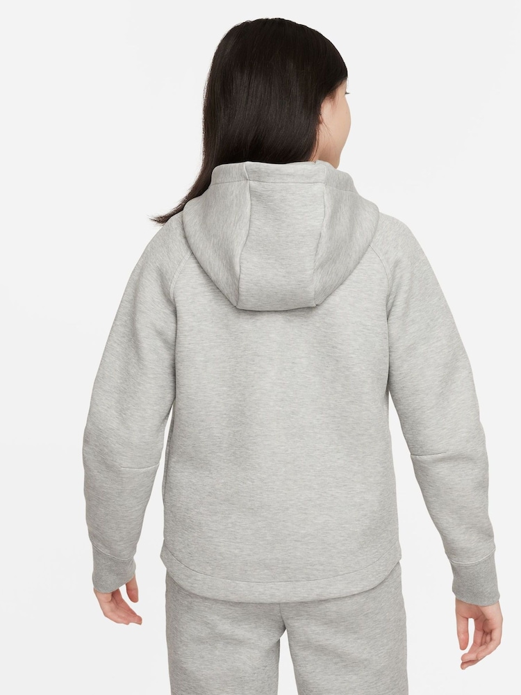 Темно-серый меланжевый - Флисовое худи на молнии Nike Tech - Image 2 of 7