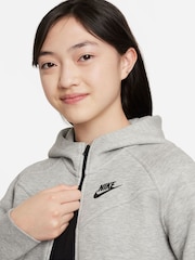 Темно-серый меланжевый - Флисовое худи на молнии Nike Tech - Image 4 of 7