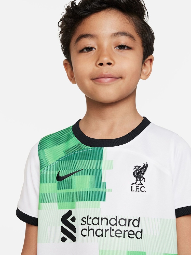Nike White/Green Jr. Liverpool FC 23/24 Third Football Shirt - Image 3 of 9