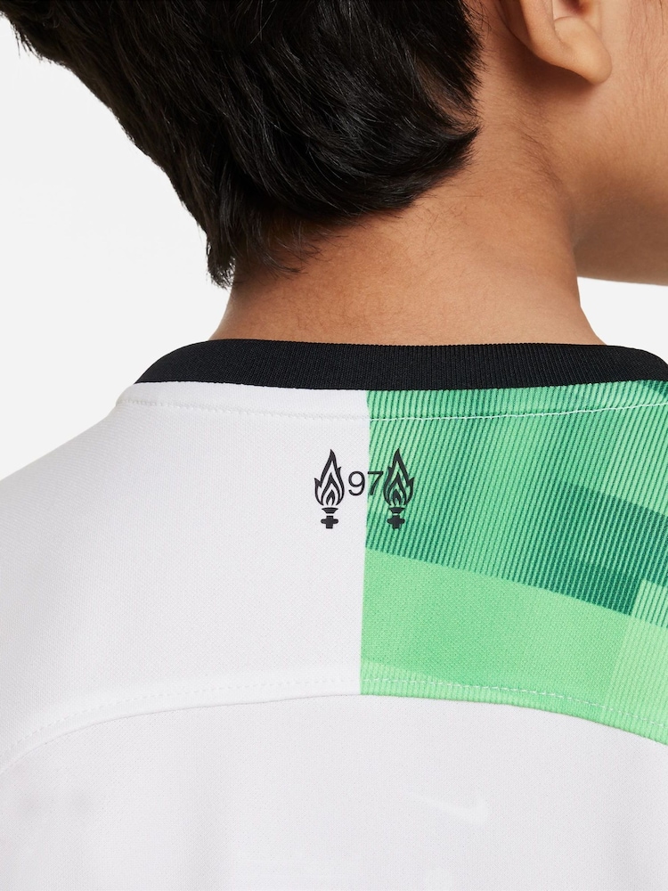 Nike White/Green Jr. Liverpool FC 23/24 Third Football Shirt - Image 4 of 9