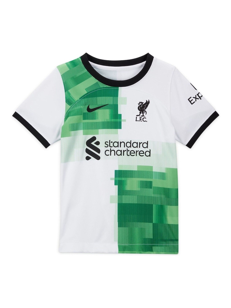 Nike White/Green Jr. Liverpool FC 23/24 Third Football Shirt - Image 7 of 9