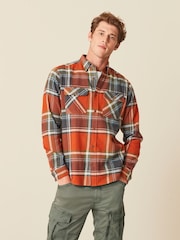 Orange/Navy Blue Twin Pocket Check Long Sleeve Shirt - Image 1 of 8
