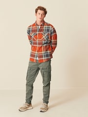 Orange/Navy Blue Twin Pocket Check Long Sleeve Shirt - Image 2 of 8