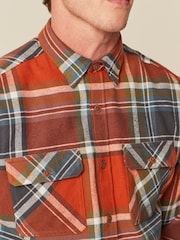 Orange/Navy Blue Twin Pocket Check Long Sleeve Shirt - Image 5 of 8