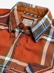 Orange/Navy Blue Twin Pocket Check Long Sleeve Shirt - Image 8 of 8