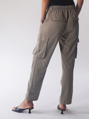 Religion Light Grey Utility Inspired Trousers With Multiple Pockets In Soft Crepe - Image 1 of 6