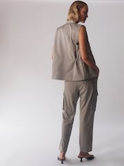 Religion Light Grey Utility Inspired Trousers With Multiple Pockets In Soft Crepe - Image 3 of 6
