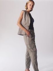 Religion Light Grey Utility Inspired Trousers With Multiple Pockets In Soft Crepe - Image 5 of 6