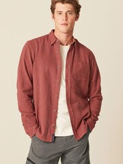 Rust Brown Brushed Texture 100% Cotton Long Sleeve Shirt - Image 1 of 9