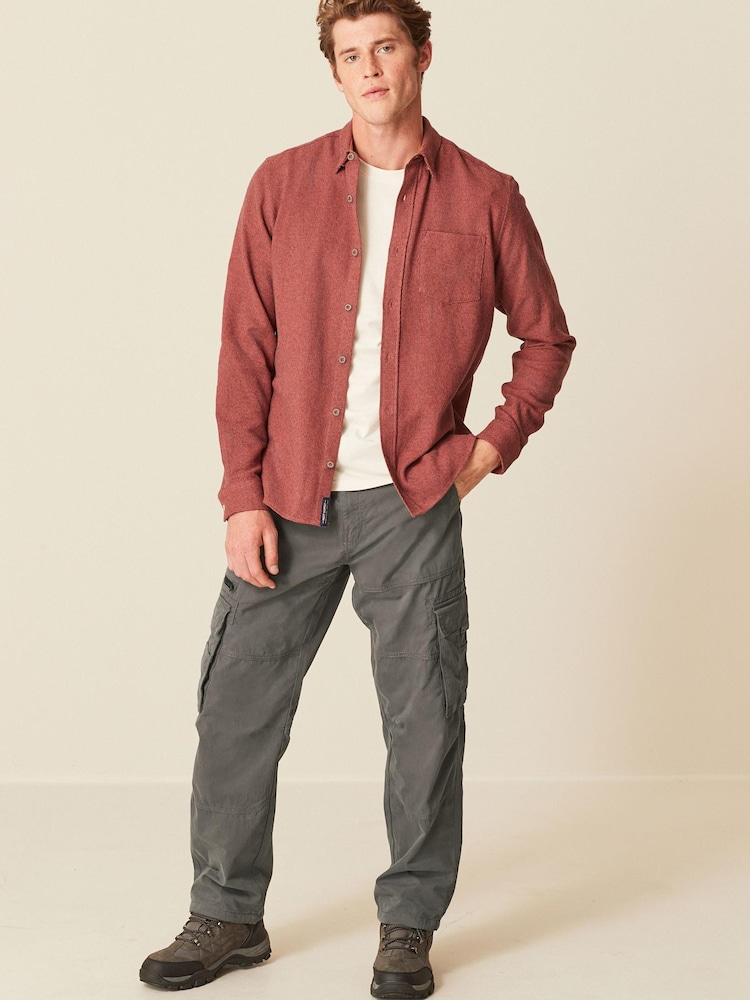 Rust Brown Brushed Texture 100% Cotton Long Sleeve Shirt - Image 2 of 9