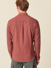 Rust Brown Brushed Texture 100% Cotton Long Sleeve Shirt - Image 3 of 9