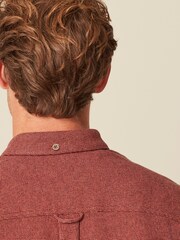 Rust Brown Brushed Texture 100% Cotton Long Sleeve Shirt - Image 4 of 9