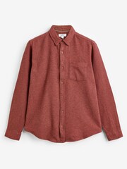 Rust Brown Brushed Texture 100% Cotton Long Sleeve Shirt - Image 7 of 9