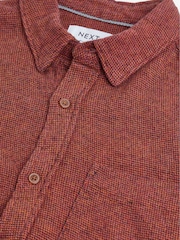 Rust Brown Brushed Texture 100% Cotton Long Sleeve Shirt - Image 8 of 9