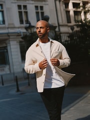 Ecru White Corduroy 100% Cotton Shacket - Image 2 of 5