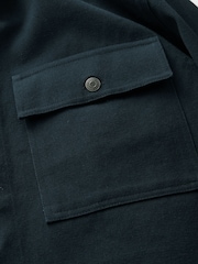 Navy Blue 100% Cotton Twin Pocket Shacket Overshirt - Image 11 of 13