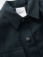 Navy Blue 100% Cotton Twin Pocket Shacket Overshirt - Image 12 of 13