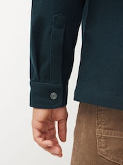 Navy Blue 100% Cotton Twin Pocket Shacket Overshirt - Image 8 of 13