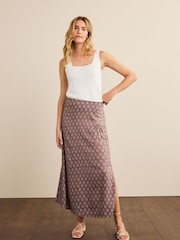 Mauve Purple Split Midi Skirt - Image 1 of 7