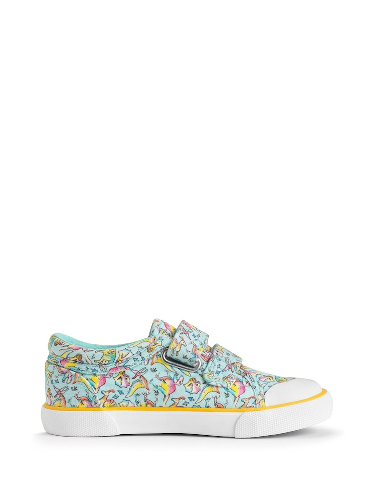 Start-Rite Blue Dino-Mite Canvas Dinosaur Print Riptape Trainers - Image 1 of 5